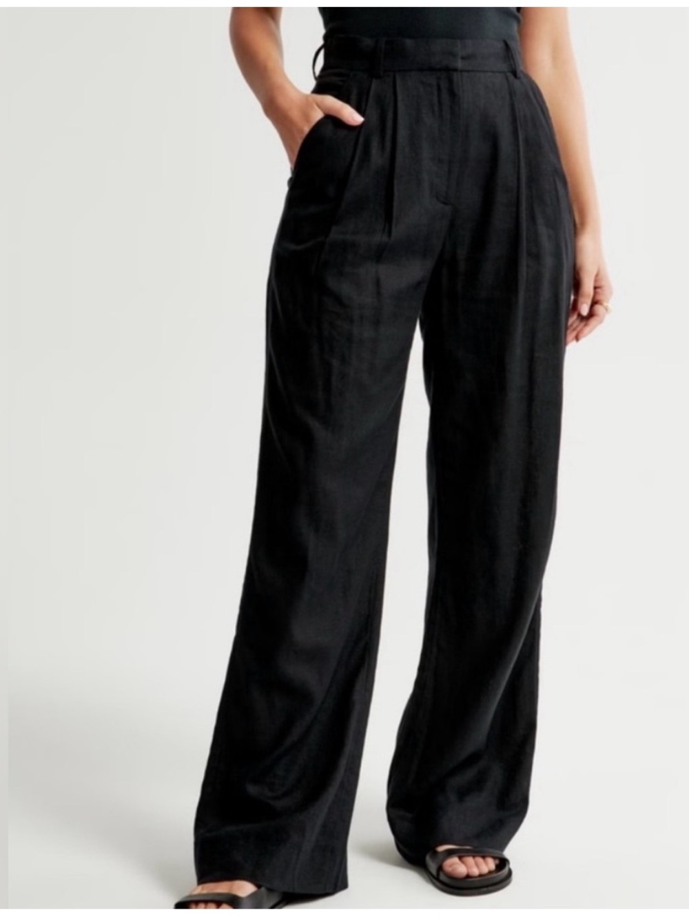 Abercrombie & Fitch Linen-Blend Black Outfit Sz-S - Picture 2 of 16